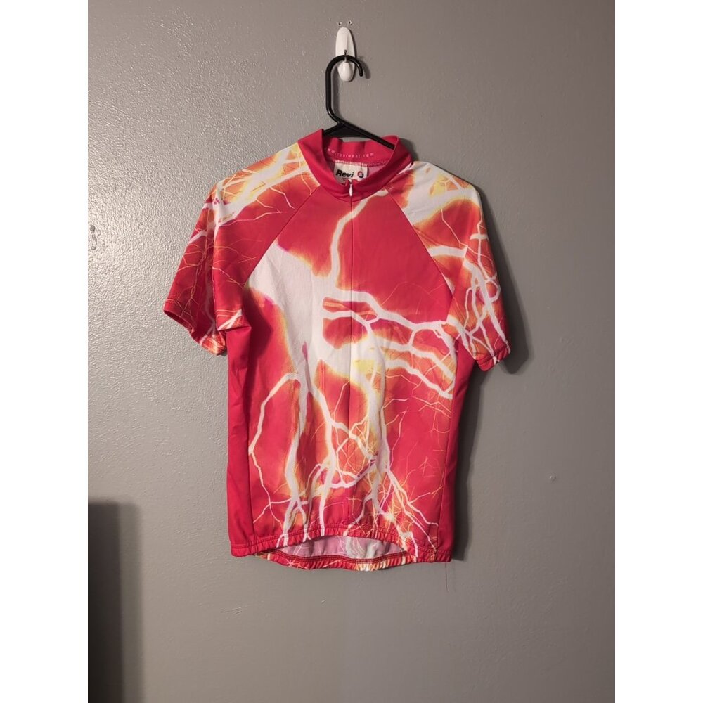 Revi Men's 1/2 Zip Cycling Jersey Lightning Orange Red Size M